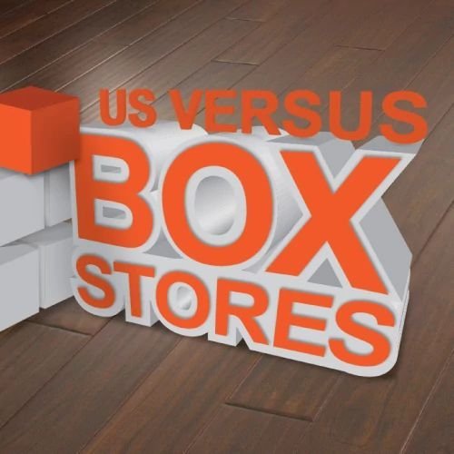 us vs box stores graphic from Perge Carpet & Floors in Wheaton, MD